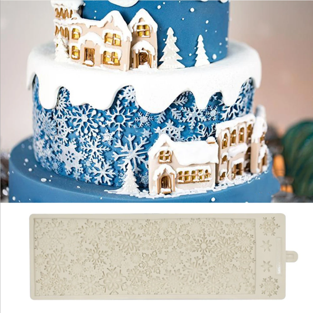 

Christmas Snowflake Cake Decoration Rim Mold Silicone Mousse Cake Mold Baking Fondant Mould Bakeware Chocolate Mold Pastry Tool