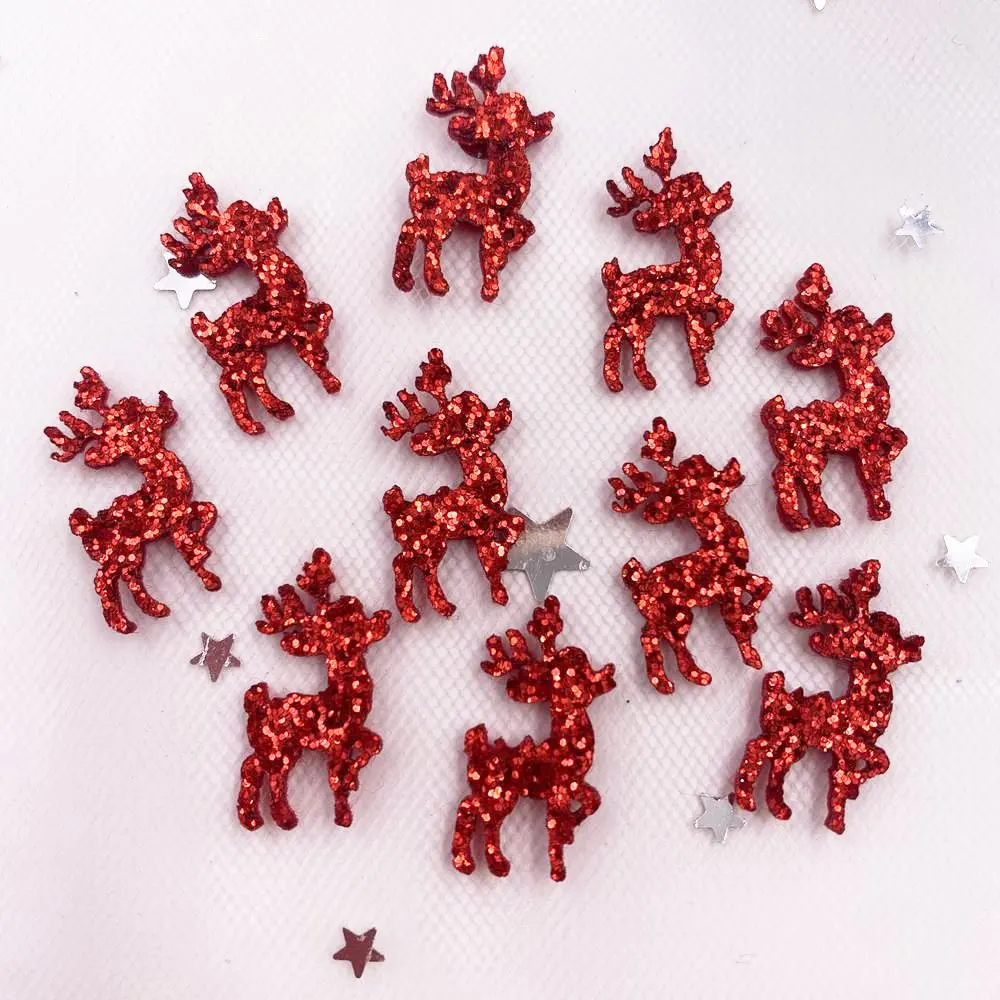 Filcowa tkanina brokatowa błyskotka Mini akcesoria w kształcie jelenia naszywka do szycia DIY świąteczna spinka do włosów akcesoria Craft XE42