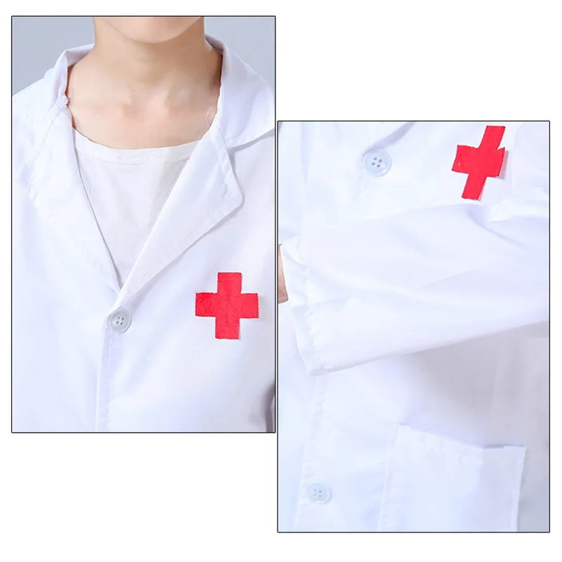 Médico e enfermeira Uniformes para meninos e meninas, Fantasia de Role Play Costume, Cross Coat para crianças, Cosplay Outfits para festa, Conjunto