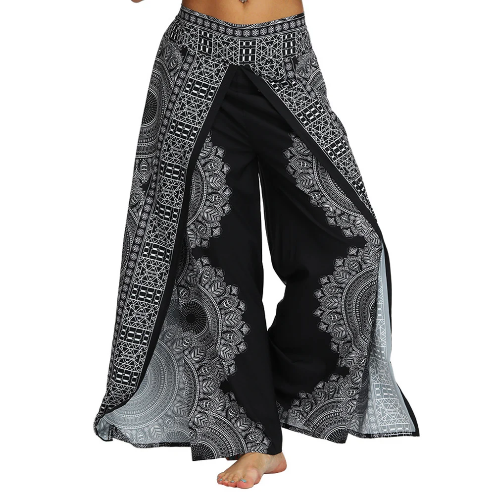 Women\'s Casual Pants Patchwork Comfortable Baggy Yoga Print Aladdin Harem Hippie Boho Colorful