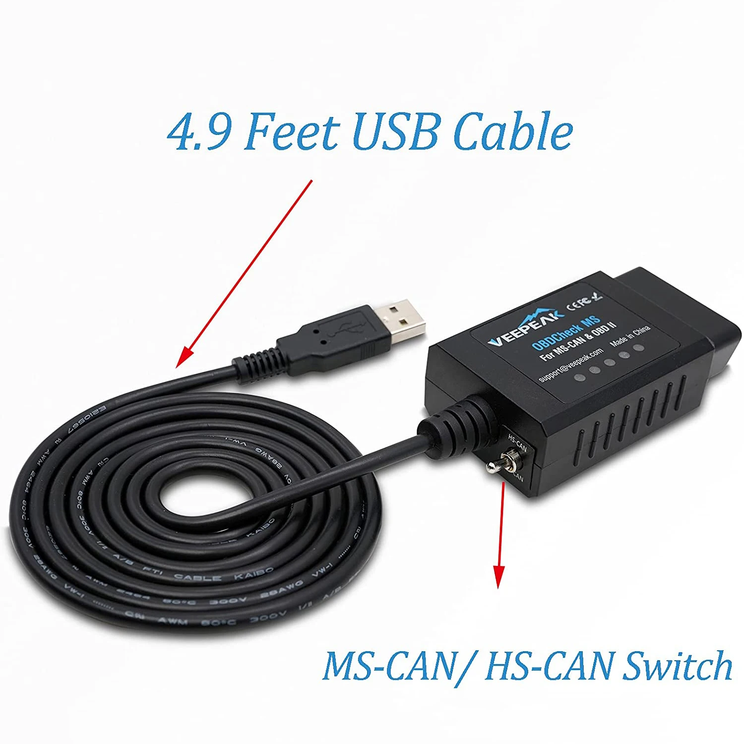 Veepeak ELM327 USB OBD2 Adapter for FORScan Windows with HS-CAN MS-CAN Switch Professional Diagnostic Scan Coding Tool for Ford