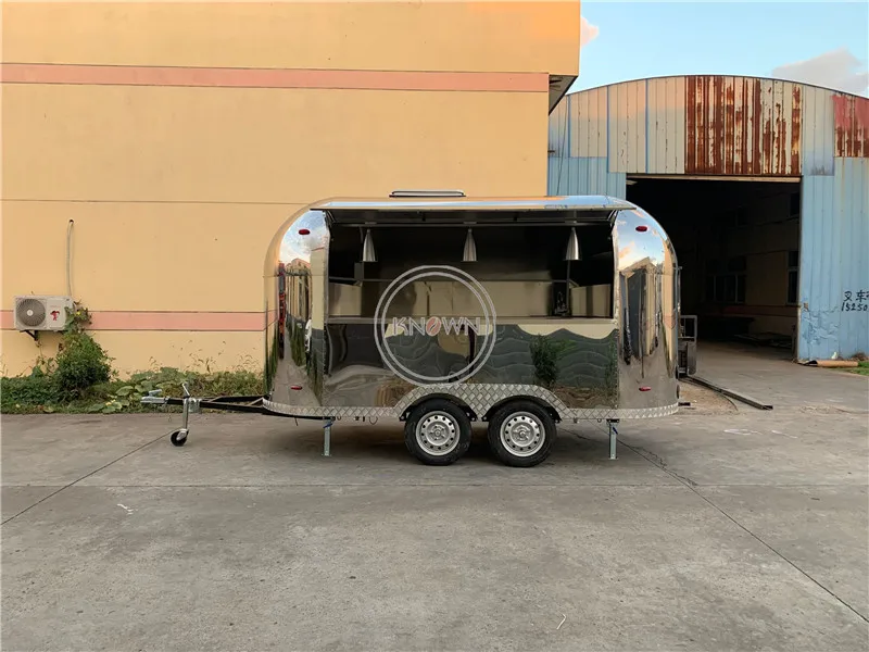 Airstream-carro expendedor de helados y Pizza de acero inoxidable, carrito móvil de comida rápida para restaurante, remolque, camión, para la venta