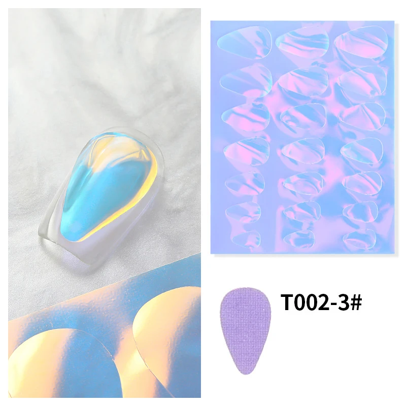 Glitzernde Holographische Aurora-Nagelfolien-Aufkleber mit Eiswürfel- und Papierzerreiß-Effekt, Sommerliche Cellophan-Dekorationsfolien für Glasnägel – Detail 6