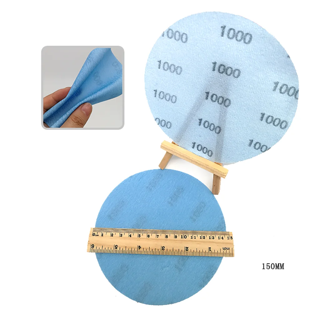 6 "150mm 샌딩 디스크 습식 및 건식 후크 및 루프 샌드페이퍼 궤도 샌더 패드 FV 초극세 필름 페인트 연마재 600-5000 그릿