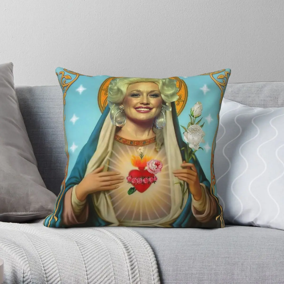 Saint Dolly Parton Square Pillowcase Polyester Linen Velvet Pattern Zip Decor Pillow Case Home Cushion Cover