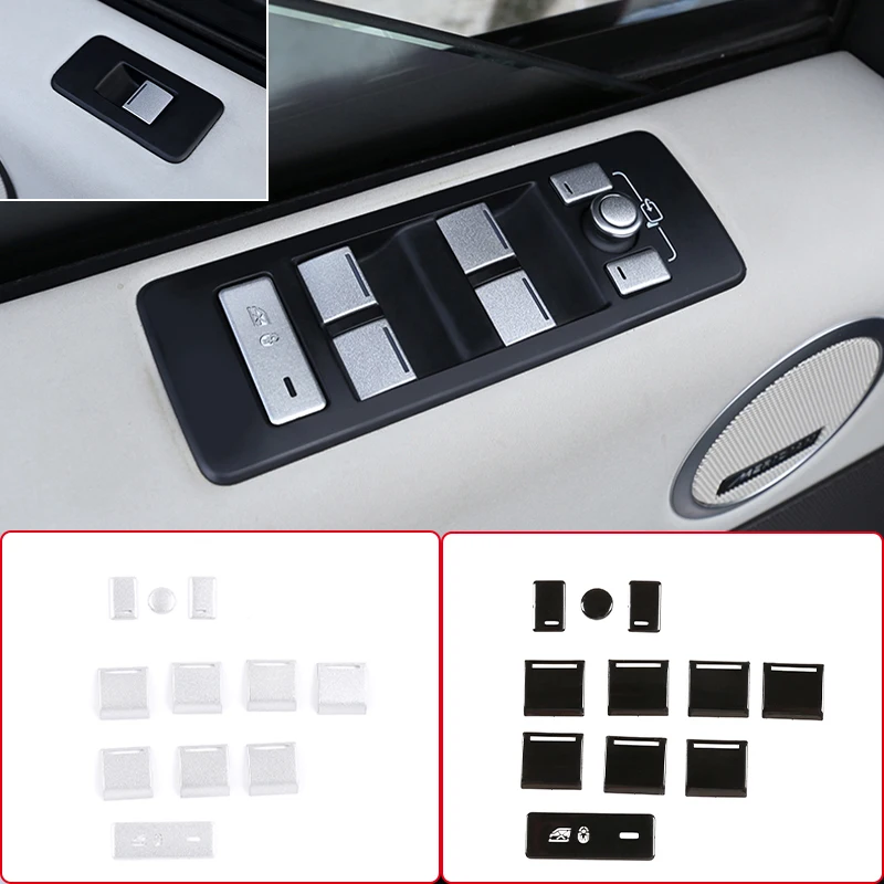 Car Window Glass Lift Button Trim Cover Sticker For Land Rover Discovery 5/For Range Rover Sport Vogue Velar Evoque Accessories