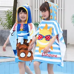 Toalla de baño con capucha para niños y niñas, capa con estampado de dibujos animados, superabsorbente, ideal para la playa