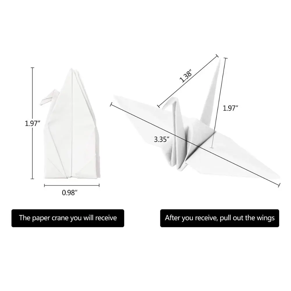 100pcs Folded 10/15CM White Origami Paper Crane Handmade Bird Garland for Wedding Backdrop Home Decor Baby Shower Party Supplies