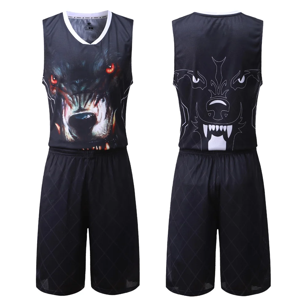 Professional Training Basketball Suit Man Custom Back Heart Jersey Ball Pants Domenicblack And White Basketball Shirt