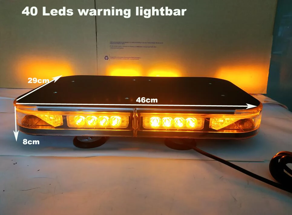 18inch 40W Led Car Warning light bar,Police strobe light,Amber Emergency light,base magnet,waterproof