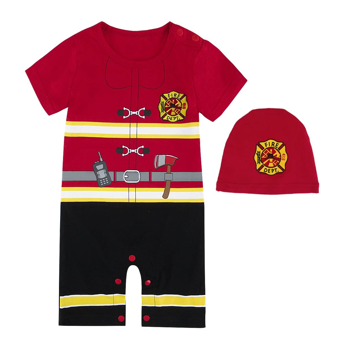 Baby Boy Romper Infant Halloween Fireman Costume Newborn Firefighter Cosplay Outfit 0-24 Months Theme Photography Clothes