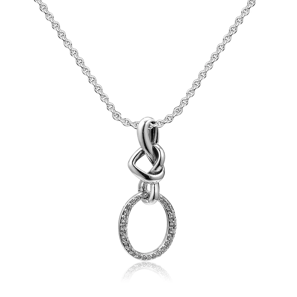

Mother's Day Knotted Heart Necklace Fits For Beads & Charms DIY Chain Fashion Female Necklace Sterling Silver Jewelry