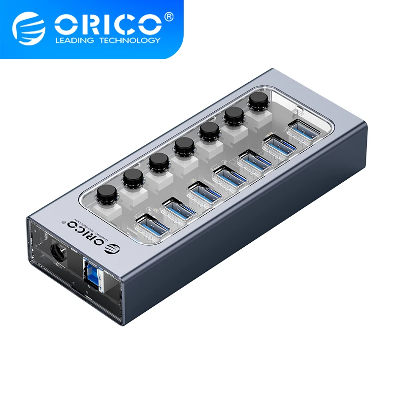 

ORICO Powered USB 3.0 HUB 7/10/13/16 Ports USB Extension with On/Off Switches 12V Power Adapter Support BC1.2 Charging Splitter