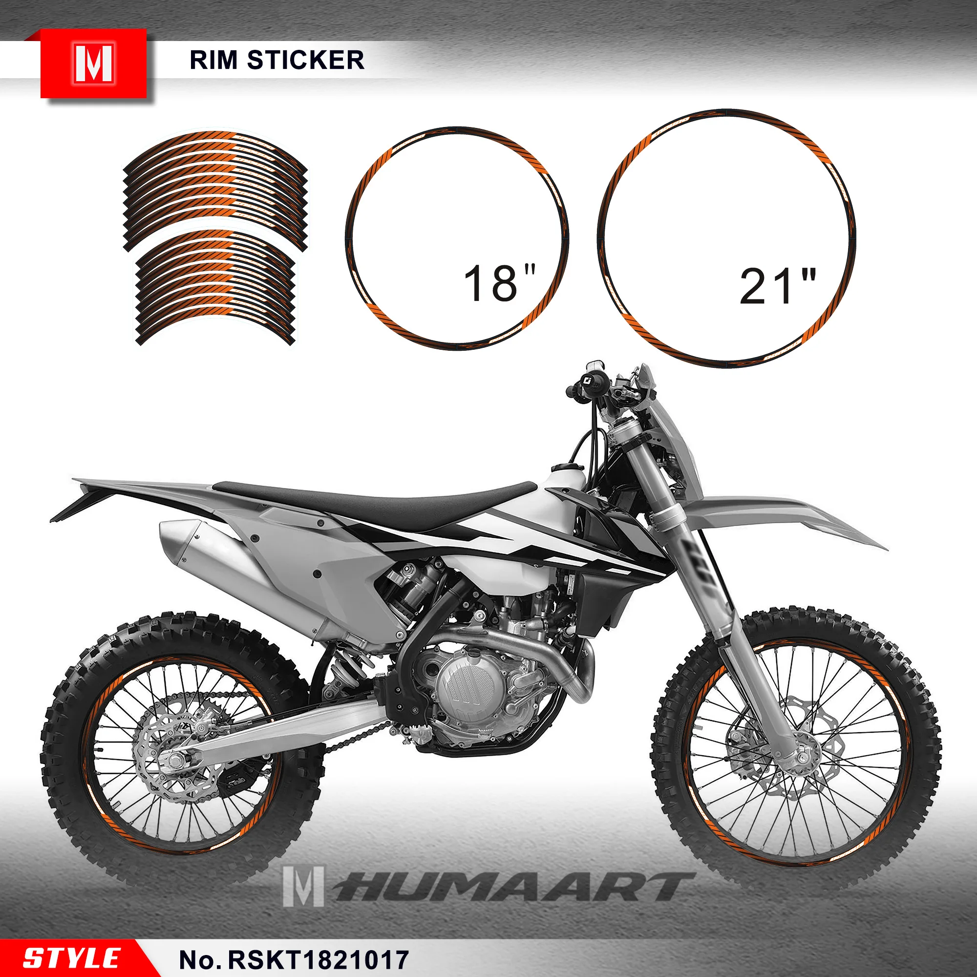 HUMAART Vehicle 21 & 18 Inch Rim Protector Decal Sticker for Beta X Trainer / Aprilia RXV / GasGas EC / SXF EXC / CRF / WR YZF