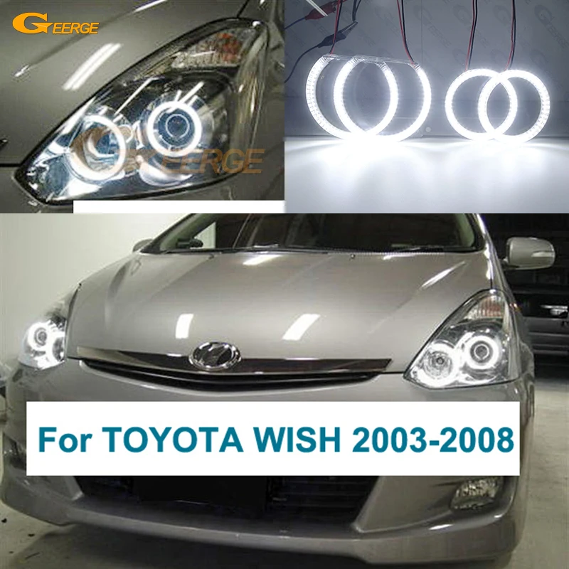 For Toyota Wish 2003 2004 2005 2006 2007 2008 2009 Excellent Ultra Bright Day Light SMD LED Angel Eyes Kit Halo Rings