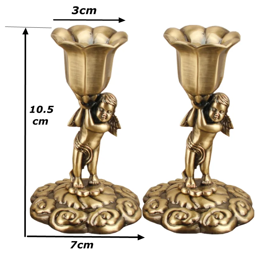 2Pcs/set Single Bronze/Tin Color Metal Candle Stand Metal Table Home Decoration Candle Stick  Candlesticks For Church Decoration image 6