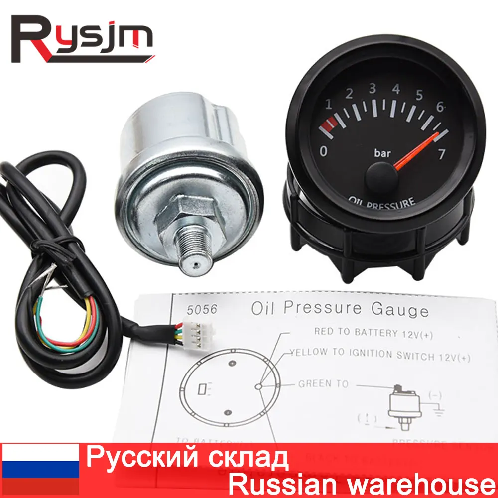 Car Oil Pressure Gauge Sensors Modification 0-7 BAR 52mm Oil Pressure Meters for Truck Car 12V Oil Press Sensor M10x1 NPT1/8