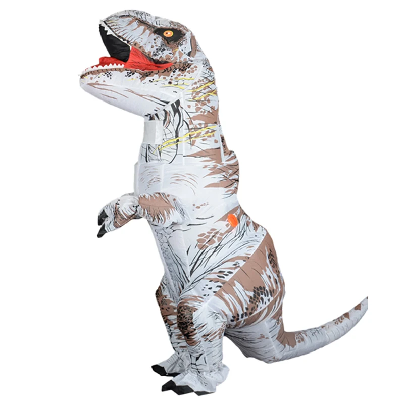 T Rex Velociraptor Inflatable เครื่องแต่งกาย Mascot คอสเพลย์ Tirano Saurio Rex Dino Halloween สำหรับผู้หญิงผู้ชายเด็กคอสเพลย์ตลกสูท