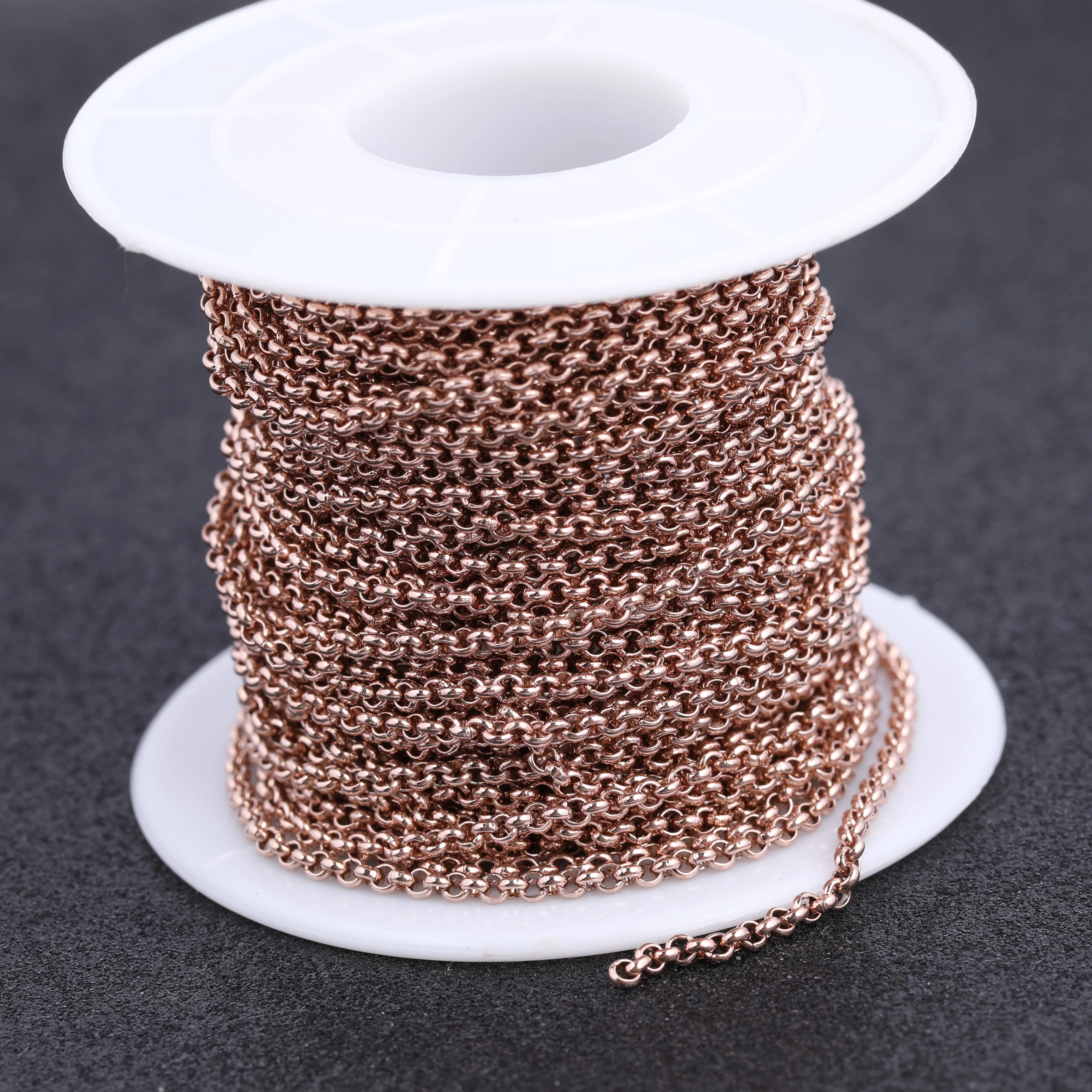 Reidgaller, 10 metros/rollo de cadenas de collar de metal de acero inoxidable chapado en oro rosa para fabricación de joyería, accesorios de pulsera diy