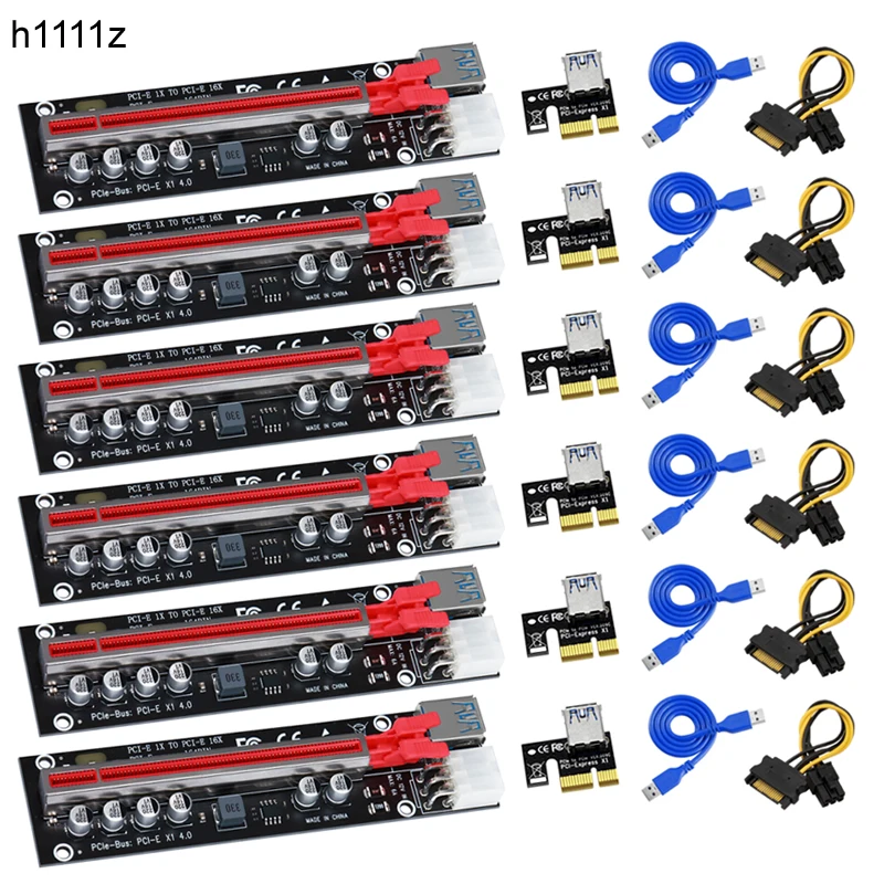 

6PCS PCIE Riser for Video Card Graphic Card GPU Mining 6 Pin Power PCI-E 16X Riser PCI Express X16 Adapter for BTC Bitcoin Miner