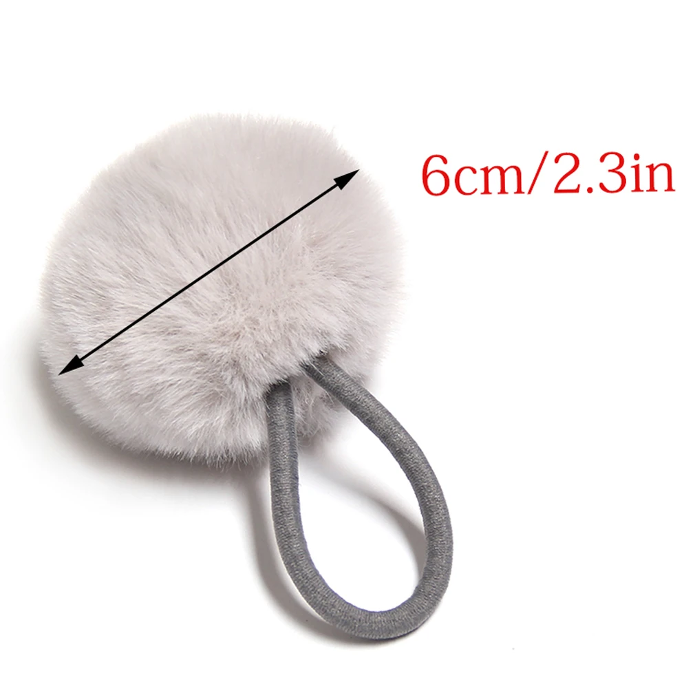 Furling Girl-pompones de piel sintética de conejo, gomas elásticas de goma para el pelo, bola suave hecha a mano, accesorios para el cabello, 1