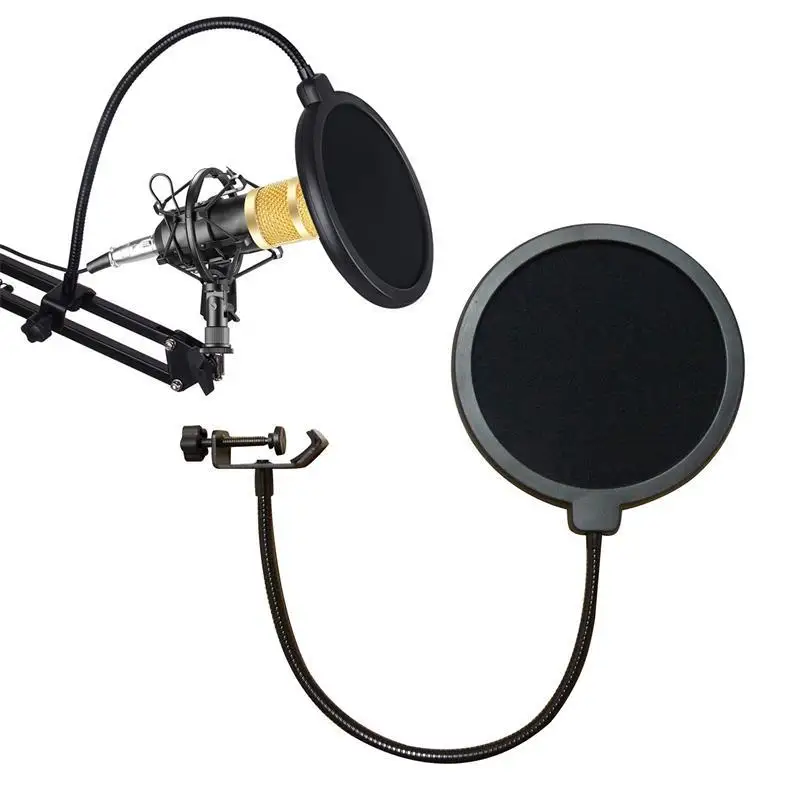 Durable Double Layer Windscreen Studio Microphone Flexible Wind Screen Mask Mic Pop Filter Bilayer Shield for Speaking Recording