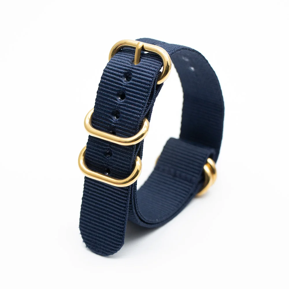 1 PCS Watchband Style Army Navy Blue Nylon Strap Weave Watch Replacement Belt for 18MM/20MM/22MM/24MM Table Attachment