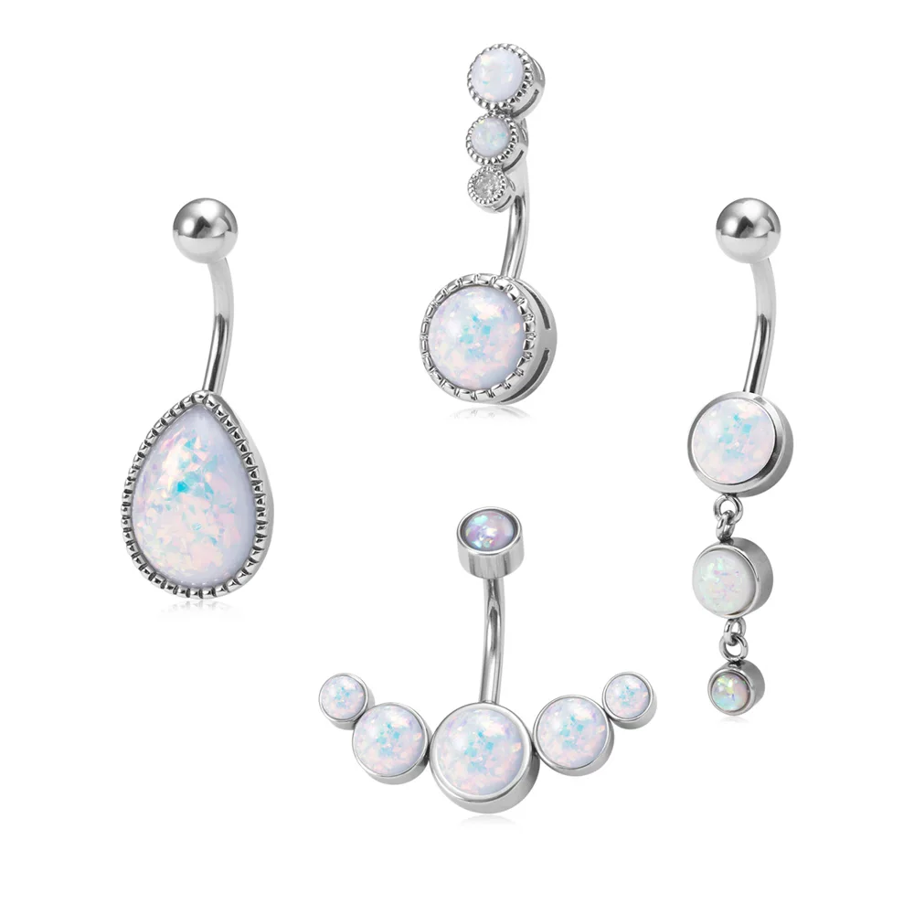 1PC Fake Opal Sexy Piercings Navel Ring Stud Belly Button Ring for Women Surgical Steel Navel Barbell Body Piercing Jewelry 14G