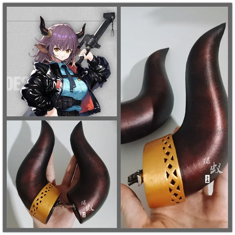 Anime Game Arknights SIDEROCA Kemonomimi Cosplay Horns Head Clip Headwear Hairwear Cosplay Props Accessories Hair Clip Halloween