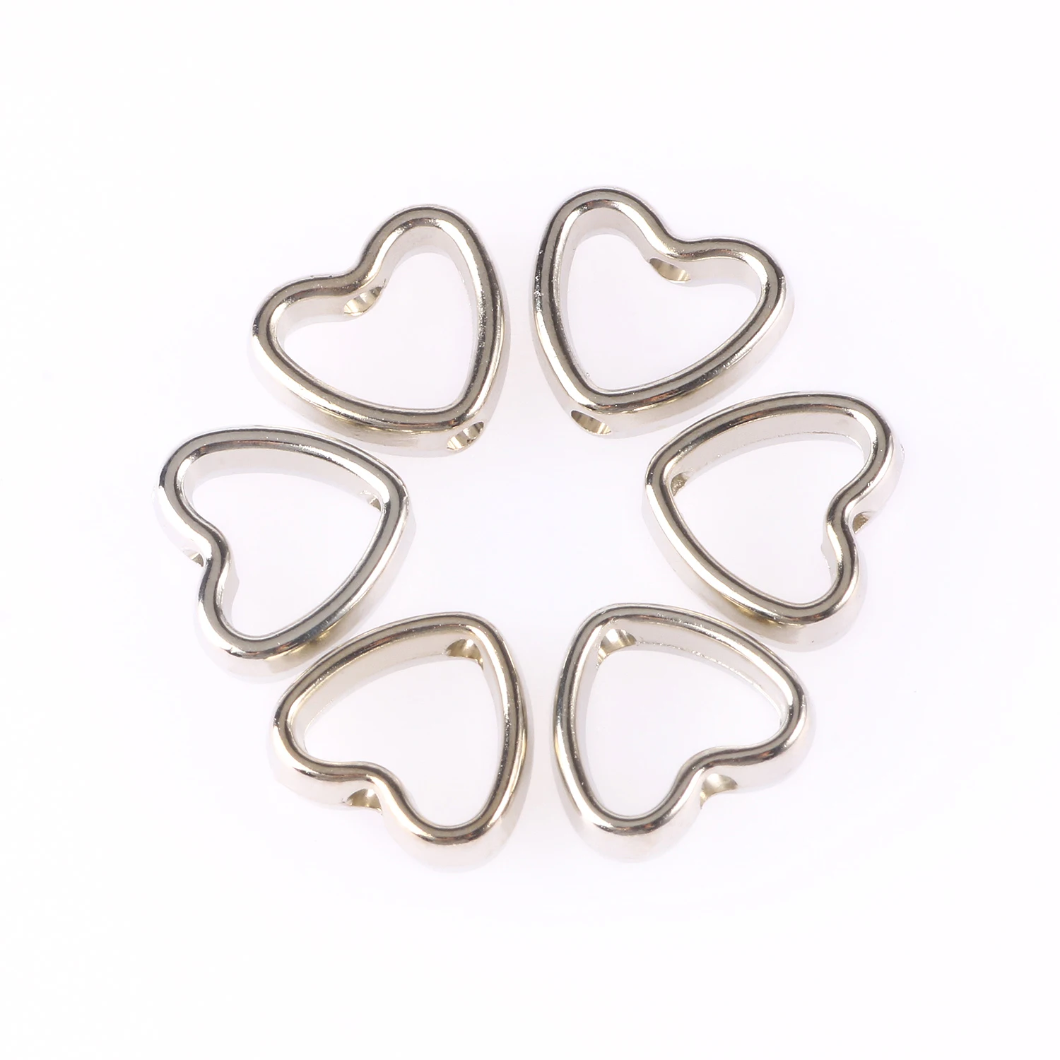 50pcs Two Hole CCB Love Heart Frame Beads Spacer Connectors Diy Necklace Bracelet Earrings Pendants Jewelry Making Accessories