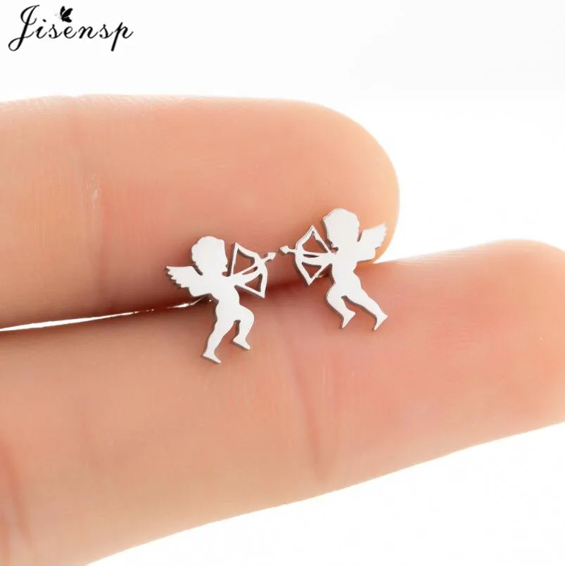 New Harajuku Cute Cupid Angel Earrings Stud for Women Vintage Show My Love Earring Jewelry Girlfriend Valentine's Day Gifts