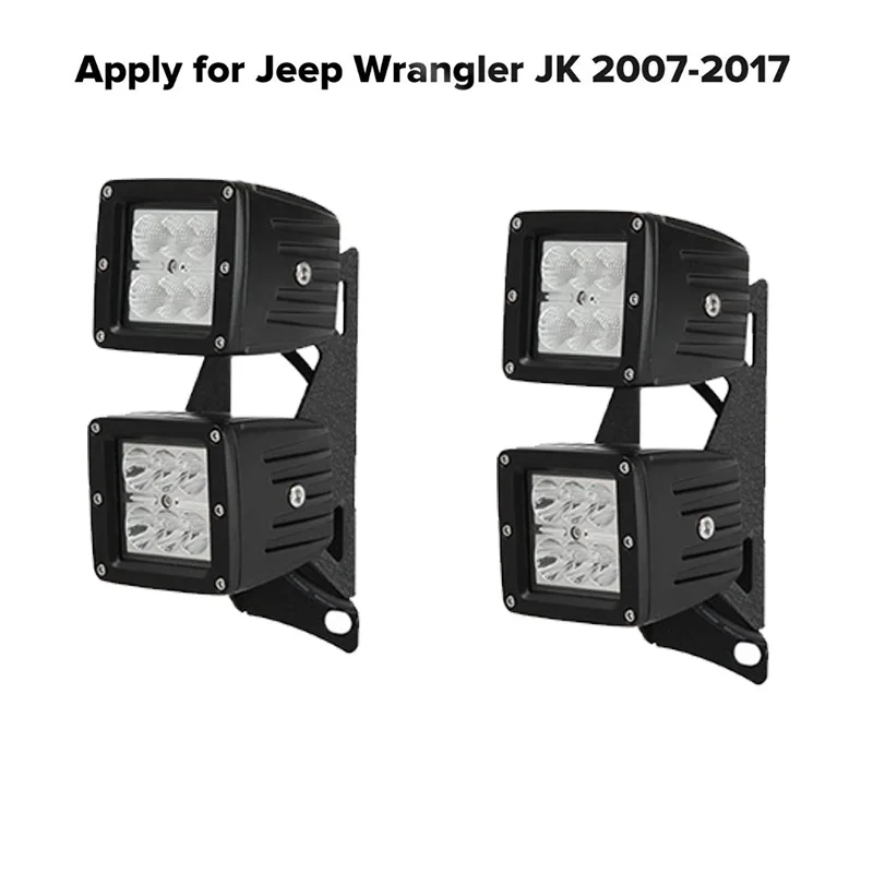 A-Pillar Mounting Brackets Double-deck LED Working Light Brackets For Jeep Wrangler JK 2007 2008 2009 2010 2011 2012 2013-2017