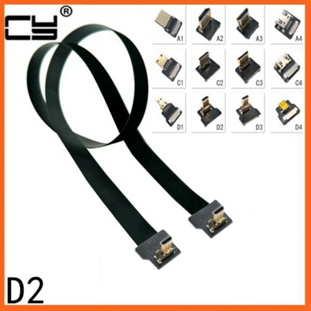 كابل Micro HDMI-متوافق مع HDMI Micro Type-D حتى أسفل ذكر أنثى HD FPC المسطح لـ GH4 GoPro BMPCC A5000 A6000 A7R A7S