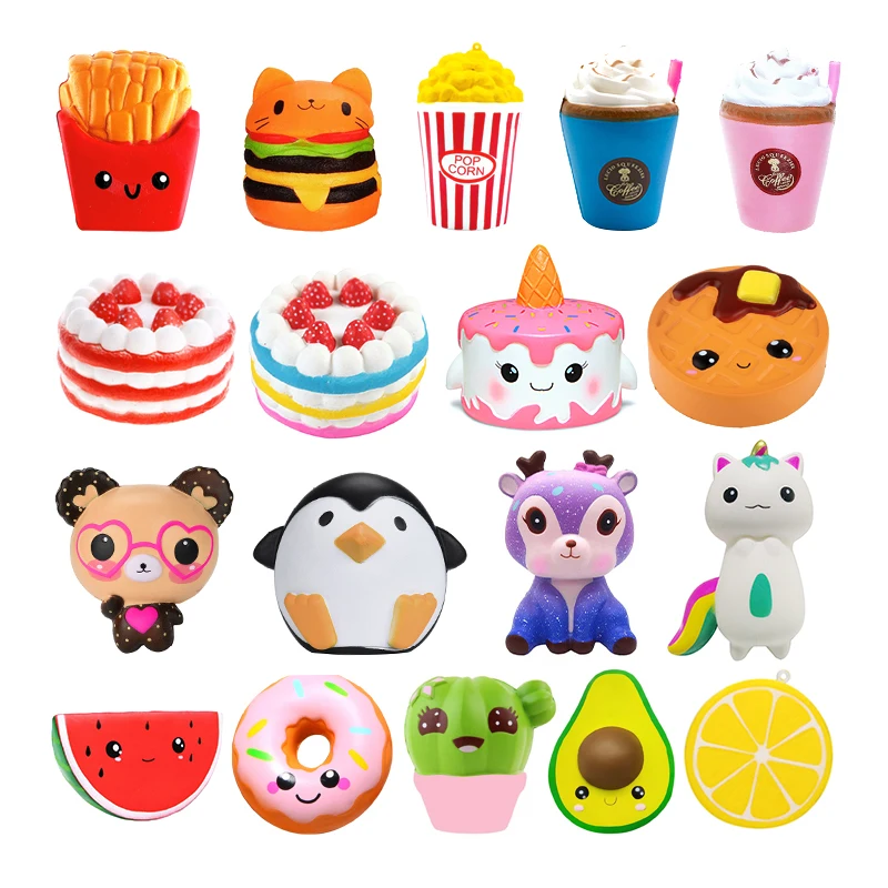 Jumbo Kawaii Popcorn Fries Panda Squishy Cake Deer Milk Squeeze Toys Slow Rising Cream Scented Antistress Child Kid Baby Toys