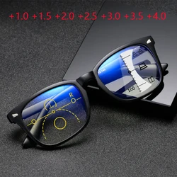 Gafas de lectura multifocales para hombre y mujer, lentes progresivas plegables, con lupa azul, + 1,0, + 2,0, + 2,5, + 3,0, + 3,5, + 4,0