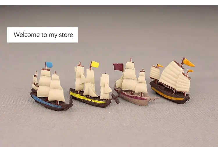 

super mini Mini small retro sailboat pirate ship model ornaments 4pcs/set