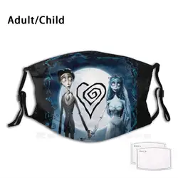 Corpse Wedding In Gothic Fantasy. Funny Print Reusable Pm2.12 Filter Face Mask Tim Burton Corpse Bride Gothic Love Dark