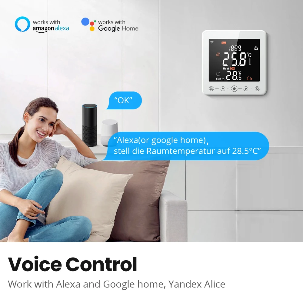 AVATTO-controlador de temperatura del termostato WiFi, termostato inteligente Tuya, calefacción de agua/eléctrica, funciona con Alexa y Google Home