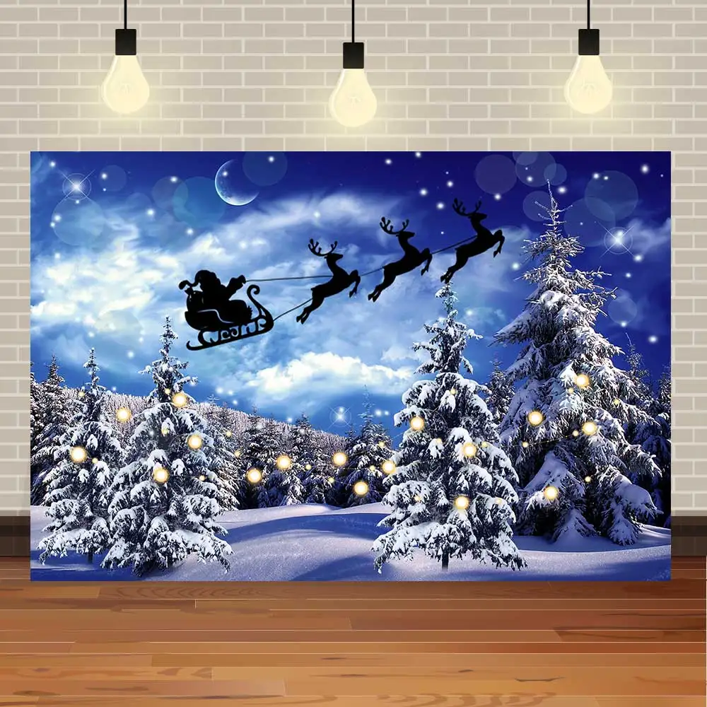 NeoBack-fundo da fotografia do partido do Natal, floco de neve, montanha congelada neve, Santa Claus, fundo árvore de Natal, estúdio fotográfico