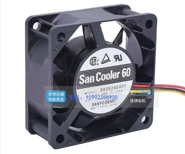 SANYO DENKI 9A0624G401 DC 24V 0.13A 60x60x25mm Server Cooling Fan