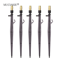 MUCIAKIE 5PCS Single Copper Brass Mist Nozzle on 22.5cm Stake Garden Flowers Irrigation Spray Sprinklers Misting Cooling Nozzle