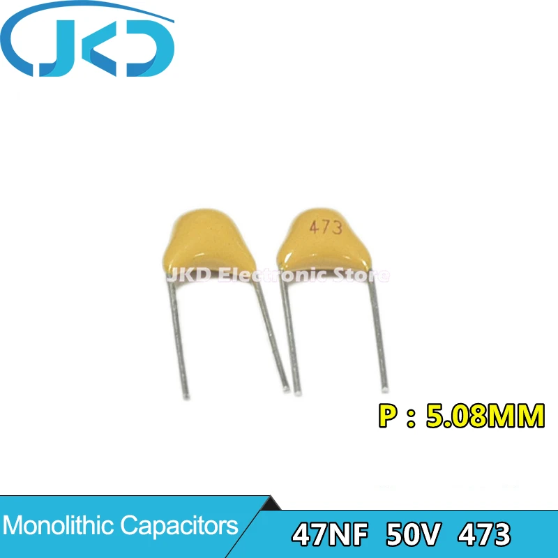 100Pcs 50V 47NF 473 Monolithic Ceramic Capacitor