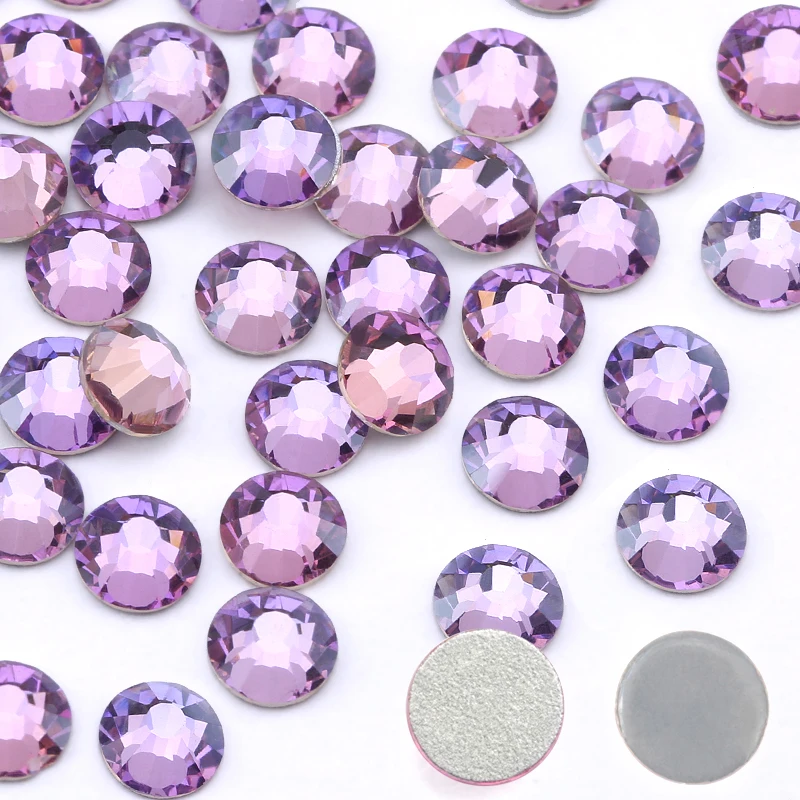 Pink Violet Non Hot Fix & hotfix Rhinestones 3D Nail Art Crystals Strass Glass Glitters For DIY Clothing Art Decor