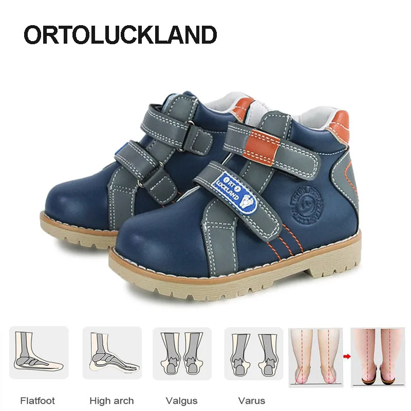 Ortoluckland-zapatos ortopédicos informales para niños y niñas, botas deportivas de cuero de lujo para primavera y otoño