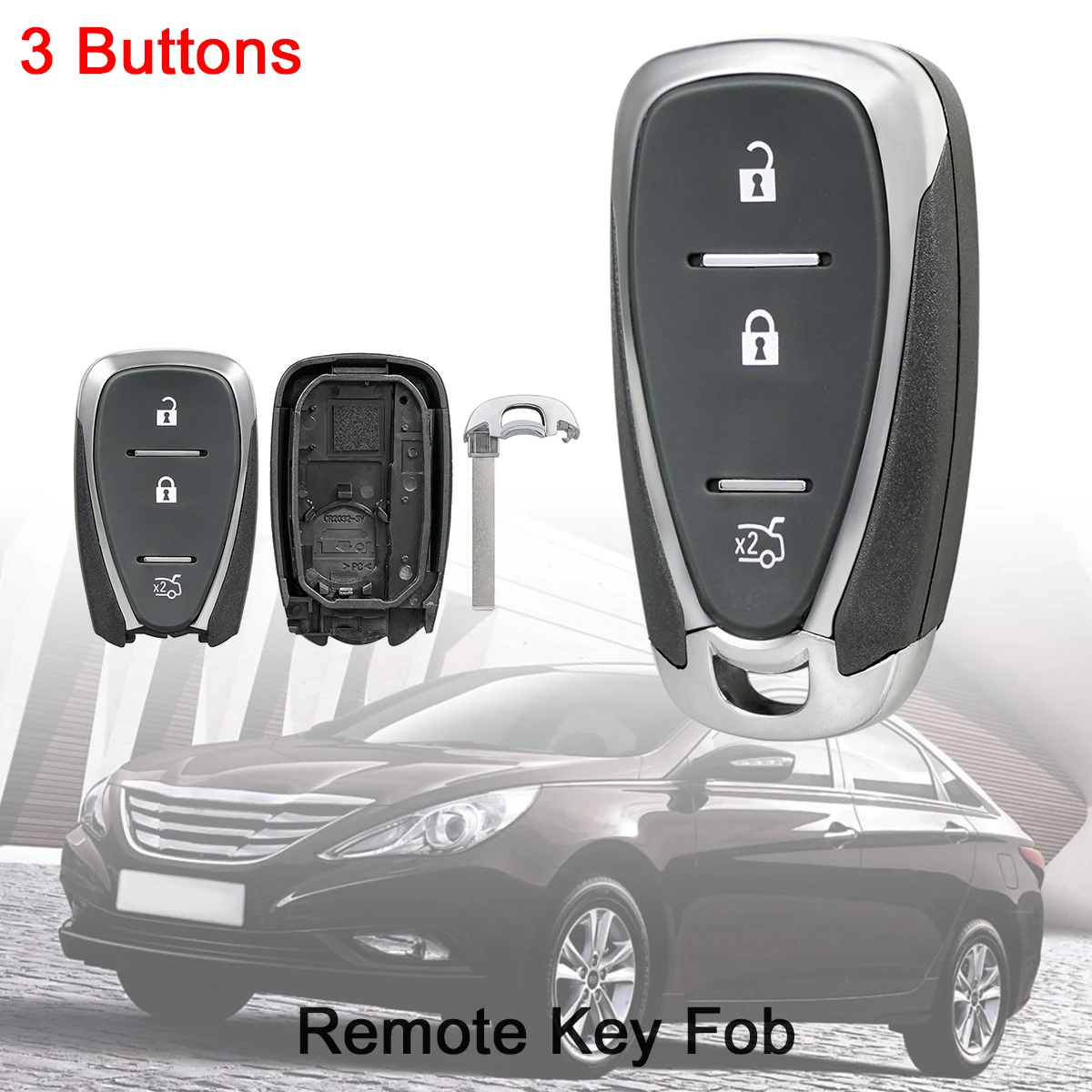 

3 Button Smart Remote Key Shell Replacement Keyless Entry Transmitter Auto Key Fob Body Housing for Chevrolet Cruze Malibu Camar