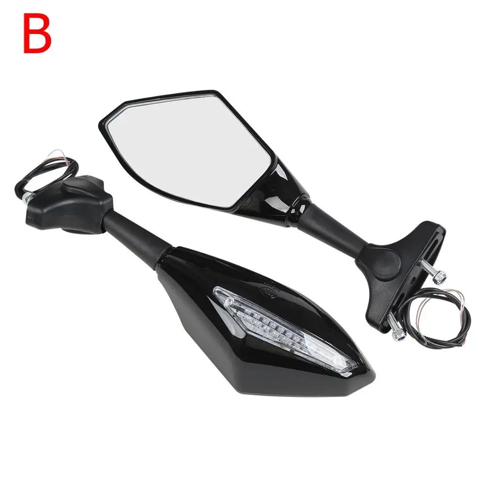 Motorcycle LED Turn Signal View Mirrors For Kawasaki ZX-6R ZX636 ZX6RR ZX10R Yamaha R1 R6 SUZUKI GSXR 600 1000