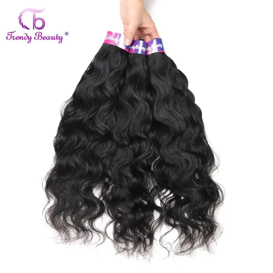 Indian Natural Wave Hair 1/3/4 Bundles Hair Extensions Human Hair Double Wefts Can Be Dyed 30 Inches Indian Natural Wave Hair