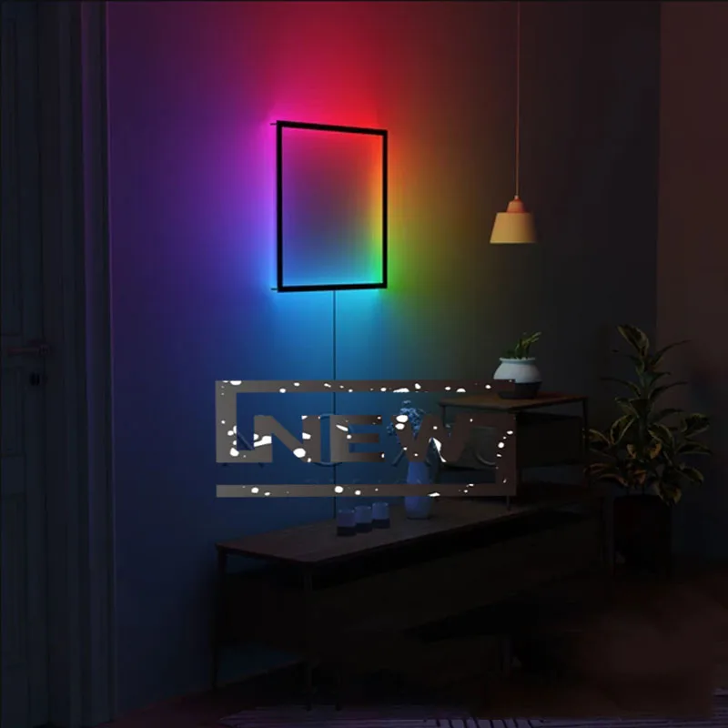 Imagem -03 - Lâmpada de Parede Interior Rgb com Controle Remoto Iluminação de Fundo Lâmpada Led Atmosfera Quadro Ajustável Casa Corredor Escadas e Sala