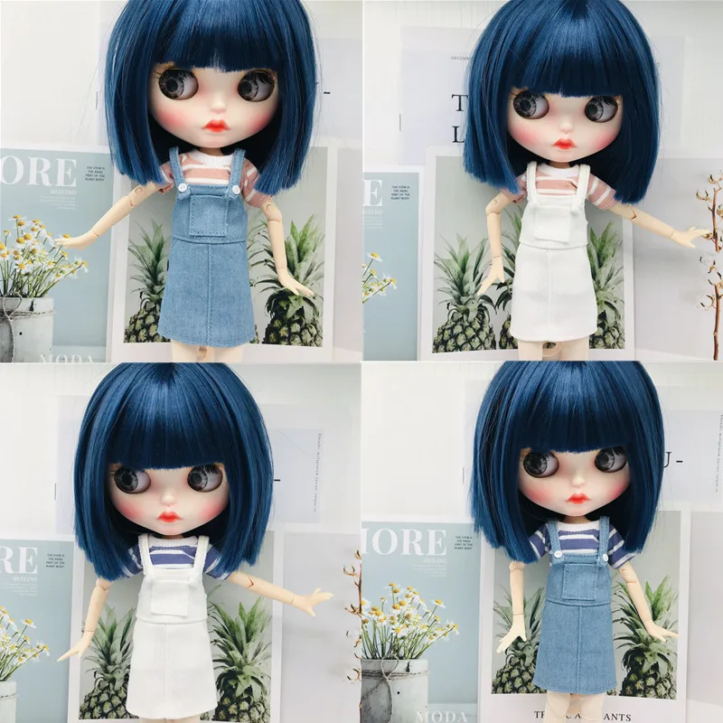 4 Styles Of Blyth Doll Dress Set Fashionable Striped T-shirt Suspender Dress For 28-30cm Blyth Azone OB22 OB24 Doll Dress up