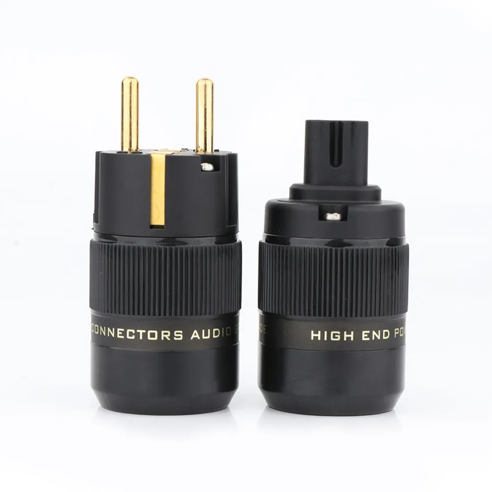 P078EG Pair Preffair Gold plated Figure 8 C7 & Schuko Power Plug hifi Audio speaker amplifier AC Power cord IEC